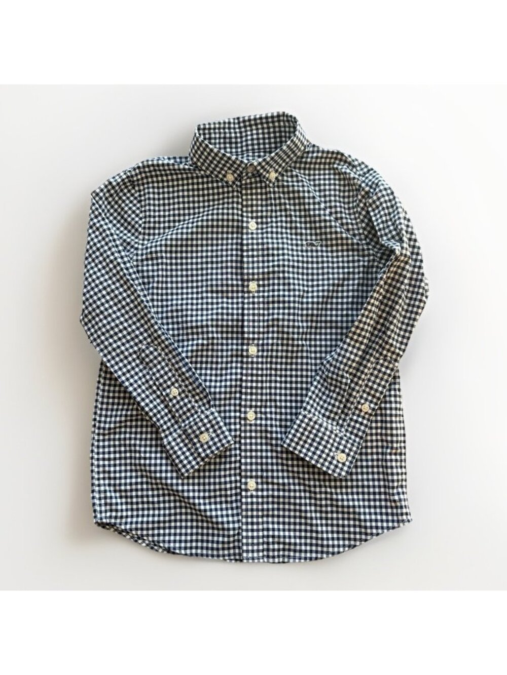 VINEYARD VINES Boy Performance Button Up Shirt Plaid Blue Preppy Church READ DES